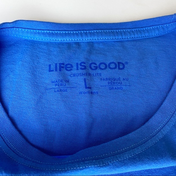 Life is Good Home Office beach blue crusher t-shirt lawn chair flip flops drink - Picture 6 of 9